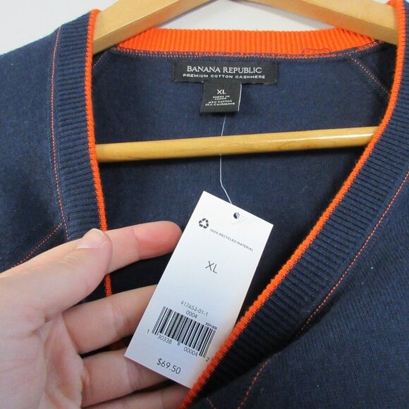 Banana Republic Men's Sweater Top XL Blue Premium Cotton Cashmere Crewneck 332 - Picture 5 of 9